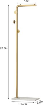 HKaikzo Coat Rack Stand, Gold Clothing Rack Freestanding with Satin Steel Finish and Natural Stable Marble Base, for Coats, Hats, Scarves, Clothes, and Handbags be Applicable Home Bedroom Hotel Hall - Image 6
