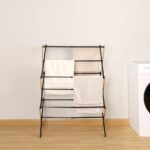 BAOYOUNI Collapsible Clothes Drying Rack Expandable Laundry Hanger Foldable Clothing Garment Towels Dry Holder, Bamboo + Black (43-75) X 37 X 105cm - Image 5