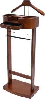 Wood Suit Rack Suit Stand for Man and Women Clothes Valet Suit with Drawer Valet Stands Men Valet Brown Suit Valet for Entryway Office Living Room - Image 4