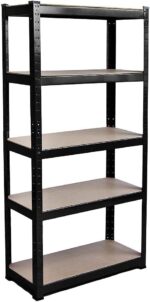 Home Vida 5 Tier Black Heavy Duty Adjustable Steel Garage Shelving Unit (H) 1800mm (W) 900mm - 875kg Weight Capacity