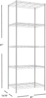 Home Basics None 5 Tier Steel Wire Shelf Heavy Duty Storage Organizer Shelving Unit Utility Rack for Home, Garage, Kitchen, Basement & Office, White - Image 3