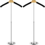 Qunclay Adjustable T Shirt Display Flexible Shoulder Stand Shirt Rack Portable Hanging Black Metal Clothes Hanger Rack for Clothing Garment Coat Retail Vendor, Height 16-27.9 Inch (2 Pcs)