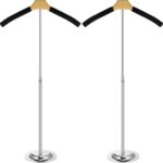 Qunclay Adjustable T Shirt Display Flexible Shoulder Stand Shirt Rack Portable Hanging Black Metal Clothes Hanger Rack for Clothing Garment Coat Retail Vendor, Height 16-27.9 Inch (2 Pcs)