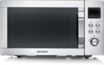 SEVERIN Microwave with Grill and Convection Air Fryer Function, 4-in-1 for Defrosting, Cooking and Warming, 25 L, Brushed Stainless Steel/Silver, MW 7982