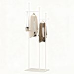 DAYONG Metal Coat Rack,175CM Coat Rack Stand with Heavy Base,Modern Simple Clothes Hanger Stand for Entryway Hallway Bedroom Living Room Office (White + White)