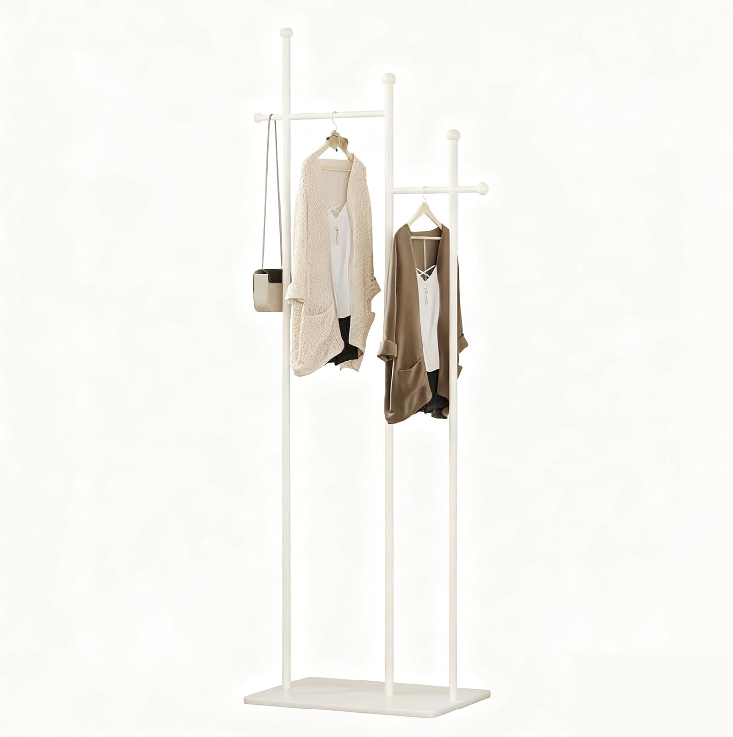 51h5yvmIvkL._AC_SL1500_.jpg DAYONG Metal Coat Rack,175CM Coat Rack Stand with Heavy Base,Modern Simple Clothes Hanger Stand for Entryway Hallway Bedroom Living Room Office (White + White) - Image 1