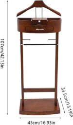 Wood Suit Rack Suit Stand for Man and Women Clothes Valet Suit with Drawer Valet Stands Men Valet Brown Suit Valet for Entryway Office Living Room - Image 9