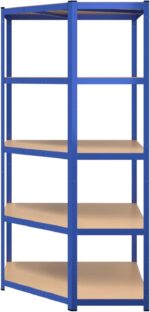 Brokky 5-Layer Corner Shelf Blue Steel&Engineered Wood-Garage Shelves Metal Storage Shelves,Heavy Duty Shed Storage Racking for Warehouse Workshop Office - Image 5