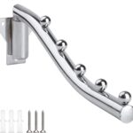 Wall Mounted Folding Clothes Hanger Rack, Foldable Clothing Hanger Stainless Steel, Clothes Hooks with Swing Arm Holder Space Saving Clothing Hanging Garment Racks Closet Storage Organizer Drying Rack