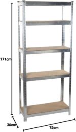 Kinzo Storage Shelving Unit 5 Shelves Heavy Duty Max 750 kg No Screws MDF - Image 2