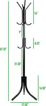 DEEP SLEEP EVERY NIGHT Mind Reader COATRACK11 Standing Metal Coat Rack Hat Hanger 11 Hook for Jacket, Purse, Scarf Rack, Umbrella Tree Stand NQ-30049 - Image 4