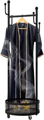 Clothes Incense Burner Stand – 165cm Tall Bakhoor Hanger with Oud Incense Holder – Garment Rack for Thobe, Abaya & Accessories (Black)