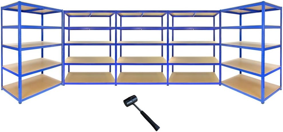51nKdO2I0L._AC_SL1000_.jpg Monster Racking 5 T-Rax Heavy Duty Shelves Industrial Garage Storage Solutions, 280kg/shelf, 120cm x 60cm x 180cm - Image 1