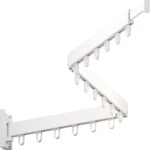 Clothes Hanger Rack, Wall Mounted Clothes Drying Rack, Collapsible Retractable Laundry Clothes Rack Wall Mount, Drying Rack with Windproof Ring Hooks (White）