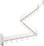 Clothes Hanger Rack, Wall Mounted Clothes Drying Rack, Collapsible Retractable Laundry Clothes Rack Wall Mount, Drying Rack with Windproof Ring Hooks (White）