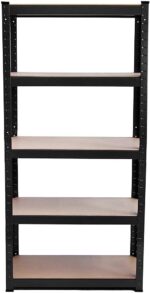 Home Vida 5 Tier Black Heavy Duty Adjustable Steel Garage Shelving Unit (H) 1800mm (W) 900mm - 875kg Weight Capacity - Image 4