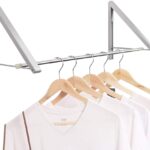 Laundry Room Drying Rack Wall Mounted Clothes Hanger Folding Wall Coat Racks Aluminum Home Storage Organiser Space Savers Silver 2 Rakcs with Rod