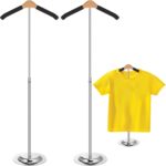 Sintuff Adjustable T Shirt Display Flexible Shoulder Stand Shirt Rack Portable Hanging Black Metal Clothes Hanger Rack for Clothing Garment Coat Retail Vendor, Height 16-27.9 Inch (2 Pcs)