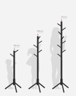 VASAGLE RCR004B01 Wooden Coat Stand with 8 Hooks, 3 Adjustable Heights for Clothes, Hats, Bags, Entryway, Living Room, Bedroom, Office, Black - Image 4