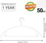 Premium Velvet Hangers (Pack of 50) Heavyduty- Non Slip No Shoulder Bump Suit Hangers - Chrome Hooks,Space Saving Clothes Hangers,Rounded Hangers for Coat,Sweater,Jackets,Pants,Shirts(White), one size - Image 2
