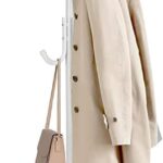 MARKQ Clothes Hanging Stand with 12 hooks Coat Rack for Hat Handbag Scarf Abaya Hijabs Jacket Umbrella Entryway Bedroom Hallway Dormitory Office Cloth Stand Rack, White