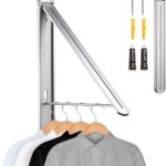 Retractable Clothes Rack, Stealth Clothes Drying Hangers, Wall Mounted Folding Clothes Hanger Drying Rack for Laundry Room Closet Storage Organization (Sliver)