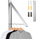 Retractable Clothes Rack, Stealth Clothes Drying Hangers, Wall Mounted Folding Clothes Hanger Drying Rack for Laundry Room Closet Storage Organization (Sliver)