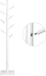 VASAGLE Coat Rack, Solid Wood Coat Stand, Free Standing Hall Coat Tree with 8 Hooks for Coats, Hats, Bags, Purses, for Entryway, Hallway, Rubberwood Hooks and Pole, White RCR010W02 - Image 7