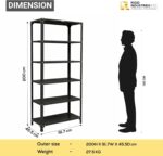 RIGID Metal Slotted Angle Rack | 5 Tier Storage Shelf Organizer | Heavy Duty Multipurpose Rack for Kitchen Living Room Garage Storage (Black, 205x91.7x45.5 cm) – Assembled - Image 3