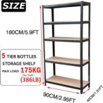 Garage Shelving 5 Tier Unit 180x90x40cm Boltless Racking Storage Made of Heavy Steel Frame & Strong MDF Board, Metal Shelving Unit Heavy Duty 175kg Capacity Per Shelf - Image 2