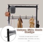 Hcosmy Shoe Rack, Shoes Bench Seat, Multifunctional shoe rack and coat rack, Industrial Coat Rack Stand with Bench, Free Standing Coat Tree, Entryway Storage Shelf, for Living Room,Hallway