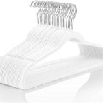 Red Dot Gift 10-Pack White Non-Slip Velvet Hangers 45cm With 360 Degree Rotatable Hook - Durable & Slim - Non Slip Hangers for Coat Hangers - Pant Hangers…