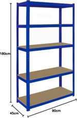 Monster Racking T-Rax Corner Unit & Pack of 2 Garage Shelving Unit Extra Wide - 5 Tier Heavy Duty Rack for Storage Steel Utility Shelves | Metal & MDF Boltless Assembly System | 180cm x 90cm x 45cm - Image 2