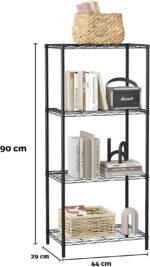 4 -Tier Shelf Carbon Steel Shelving Unit Adjustable Heavy Duty Wire Shelf Metal Height Shelves Unit Metal Storage Rack Durable Organizer (Black) - Image 2