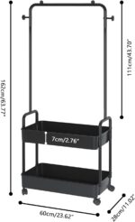 ANTOLE 2-in 1 Garment Rack, Clothing Rack with 2 Tier Metal Basket, Rolling Storage Cart Clothes Organizer Coat Rack Storage Stand on Wheels, Clothes Rack,Heavy Duty Clothing Rack (Black) - Image 6