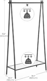 SONGMICS Clothes Rack, Coat Rack, Clothes Rack, Steel Frame, with Rod and Shelf, 33.5 x 92.5 x 153 cm, for Bedroom, Wardrobe, Laundry Room, Matt Black HSR23BK - Image 5