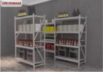 4 Steps Heavy Duty Garage Shelving Units Metal Warehouse 1 Bay Racking Storage Garage Shelving Iron Shelf Capacity 200kg Each Shelves White (100x60x200cm) - Image 4
