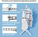 BAOYOUNI Foldable Laundry Pole Clothes Tree Drying Rack Airer Corner Tripod Coat Hanger Standing Garment Storage Shelf Holder Indoor Space Saving Organizer with 5 Adjustable Arms, Grey - Image 4