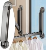 Clothes Drying Rack Wall Mounted, Retractable Clothes Drying Rack,Dish Drying Rack with Suction Cups for Laundry Room Organization and Storage, Clothes Hanger for Dorm, Closet, Balcony(Black) - Image 4
