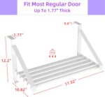 Over The Door Clothes Hanger with 2 Hooks, Stainless Steel Over The Door Hangers for Clothes with Storage Rack, Clothing Hanger Drying Racks for Laundry, Washroom, Fits Door Up to 1.77", White - Image 4