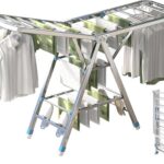 Clothes Drying Rack, 3 Tier Foldable Clothes Drying Stand, 180CM Extra-Large Clothes Airer Laundry Dryer w/Shooe Rack, Stainless Steel, Free-Standing for Sheets Towels Shoe Clothing,Indoor Outdoor Use