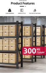 Heavy Duty Durable Metal Bolted Warehouse Garage Office Storage Racks Standing Shelves 4 Tier Utility Adjustable Shelves 300kgs (200D x 60W x 200H), Black - Image 4