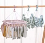 Foldable Laundry Hanger Drying Racks with 32 Clips,Baby Clothes Drying Rack,Laundry Clothes Hangers for Drying Socks,Towels,Bras,Diapers,Baby Clothes (2, Multi Color) - Image 4