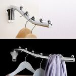 Wall Mounted Folding Clothes Hanger Rack, Foldable Clothing Hanger Stainless Steel, Clothes Hooks with Swing Arm Holder Space Saving Clothing Hanging Garment Racks Closet Storage Organizer Drying Rack - Image 4