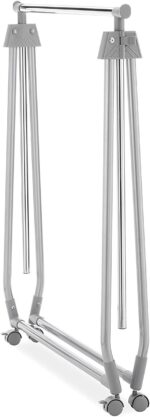 Whitmor Foldable Garment Rack - Rolling Clothes Hanger - Adjustable Height,Silver - Image 4