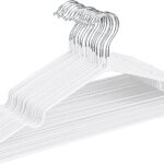 HOUSE DAY Metal Hangers Plastic Hangers 10 Pack - White Shirt Hangers for Clothes Space Saving Clothes Hangers Rubber Coat Hangers for Adult Heavy Duty Hangers Strong Anti-Slip Hangers Wire Hangers