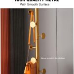 Metal Coat Rack, Freestanding Coat Rack Stand with Marble Base, Vertical Multi-Purpose Coat Rack, Stable Coat Standing Tree with 7 Hooks, Used In Bedroom Living Room Office To Hang Clothes, Hats, Bags
