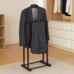 Proman Products with Wooden Hanger, Trouser Bar & Tie Bar, Walnut Twin Valet - Image 4