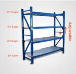 kriston Heavy Duty Metal Warehouse 4 Steps Racking Storage Garage Shelving Steel Shelf Capacity 200kg Each Shelves White and Blue (2m x 0.6m x1m) - Image 5