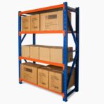 Heavy Duty Metal Warehouse 4 Steps Racking Storage Garage Shelving Steel Shelf Capacity 300kg Each Shelves (L200 W60 H250) (Blue + Orange)